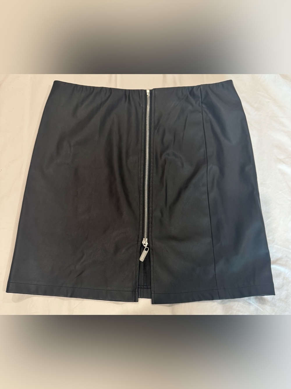 Guess Black Faux Leather Mini Skirt with Front Zipper